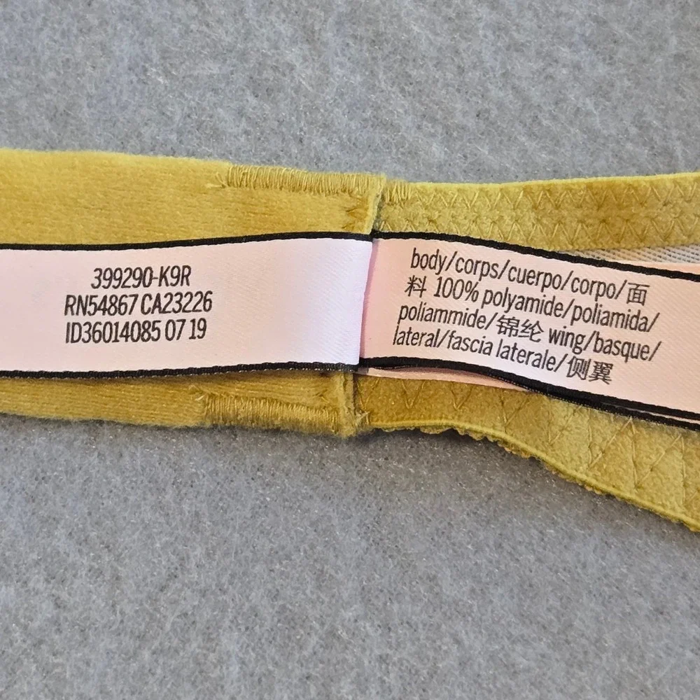 Victoria's Secret PushUp Bra Women 34B Yellow Dream Angels Floral Lace Underwire